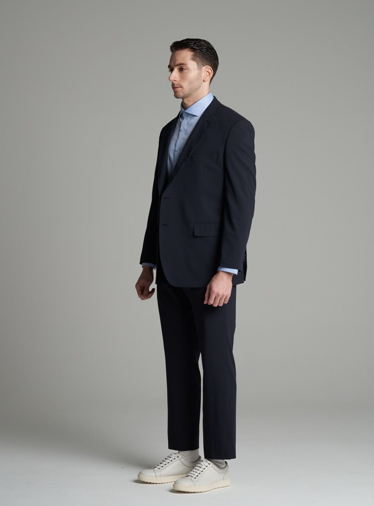 컴스페이스1980(COMSPACE1980) [M~5XL]테이퍼드 셋업 슬랙스[네이비]