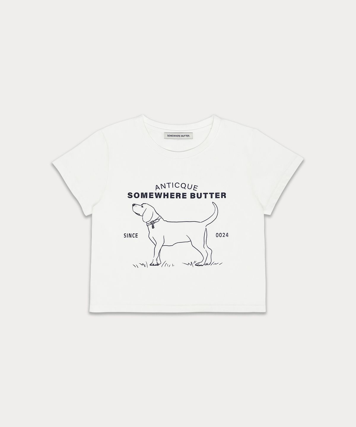 썸웨어버터(SOMEWHEREBUTTER) Love dog vintage top - ivory
