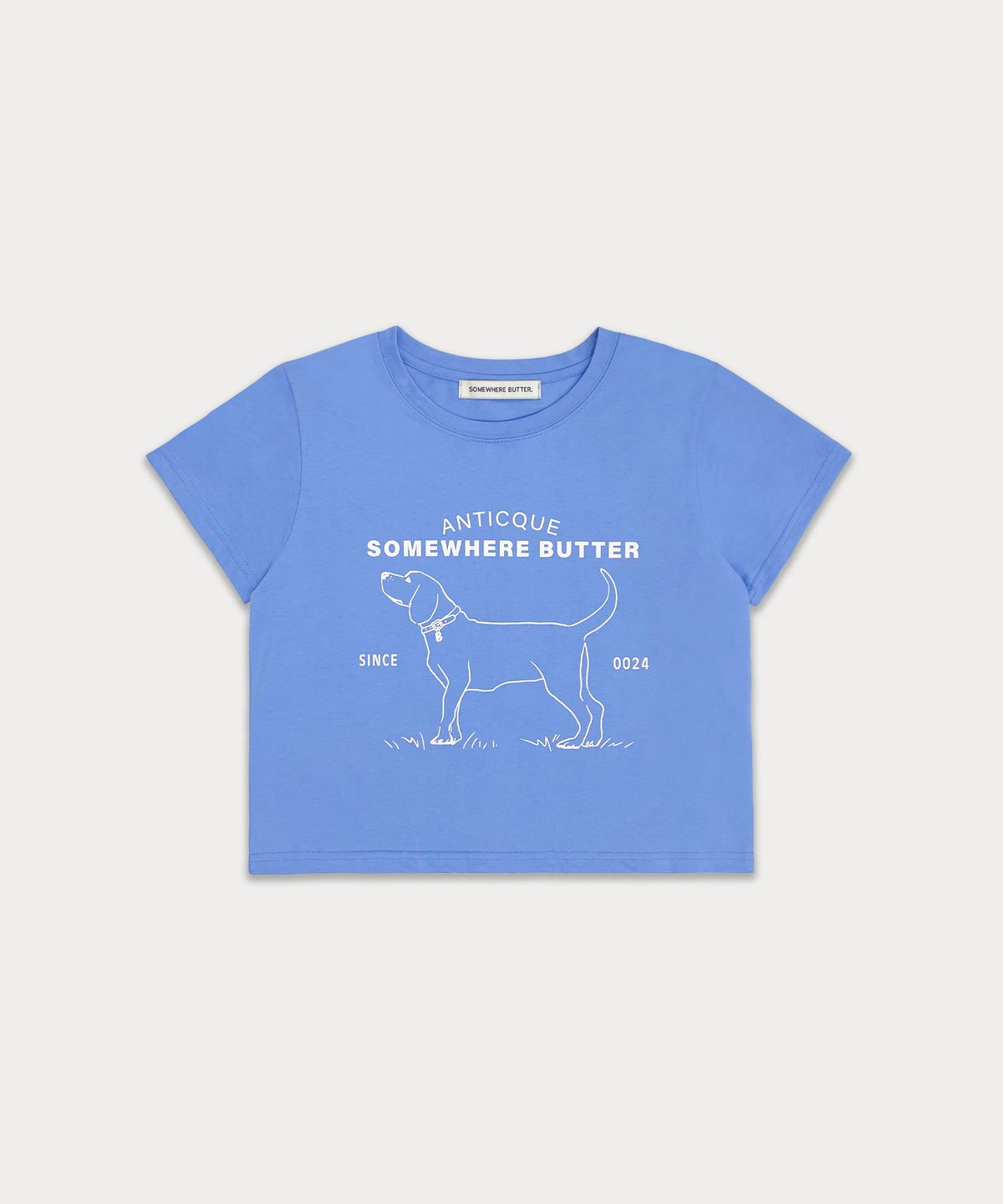 썸웨어버터(SOMEWHEREBUTTER) Love dog vintage top - blue