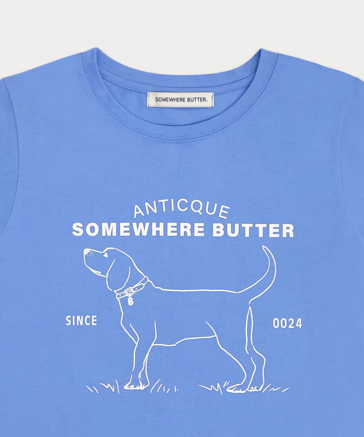 썸웨어버터(SOMEWHEREBUTTER) Love dog vintage top - blue