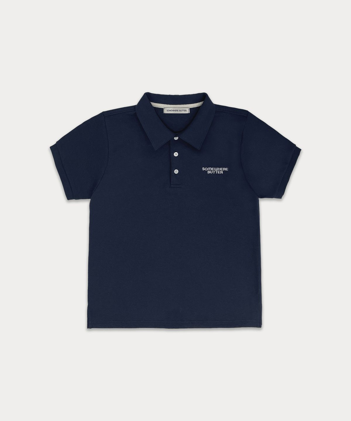 썸웨어버터(SOMEWHEREBUTTER) Classy logo pique top - navy