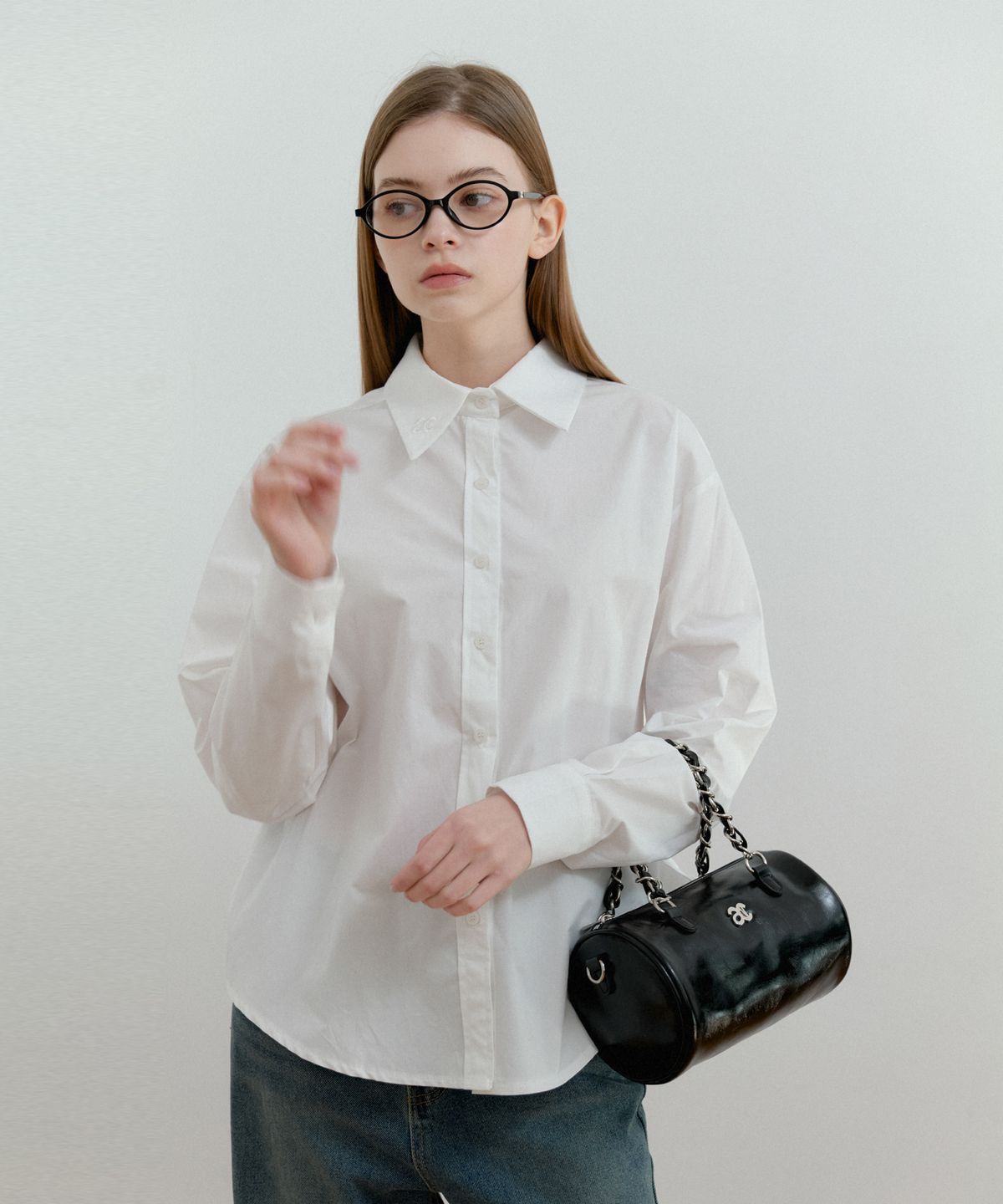 아노에틱(ANOETIC) ANC COLLAR LOGO SHIRT_WHITE