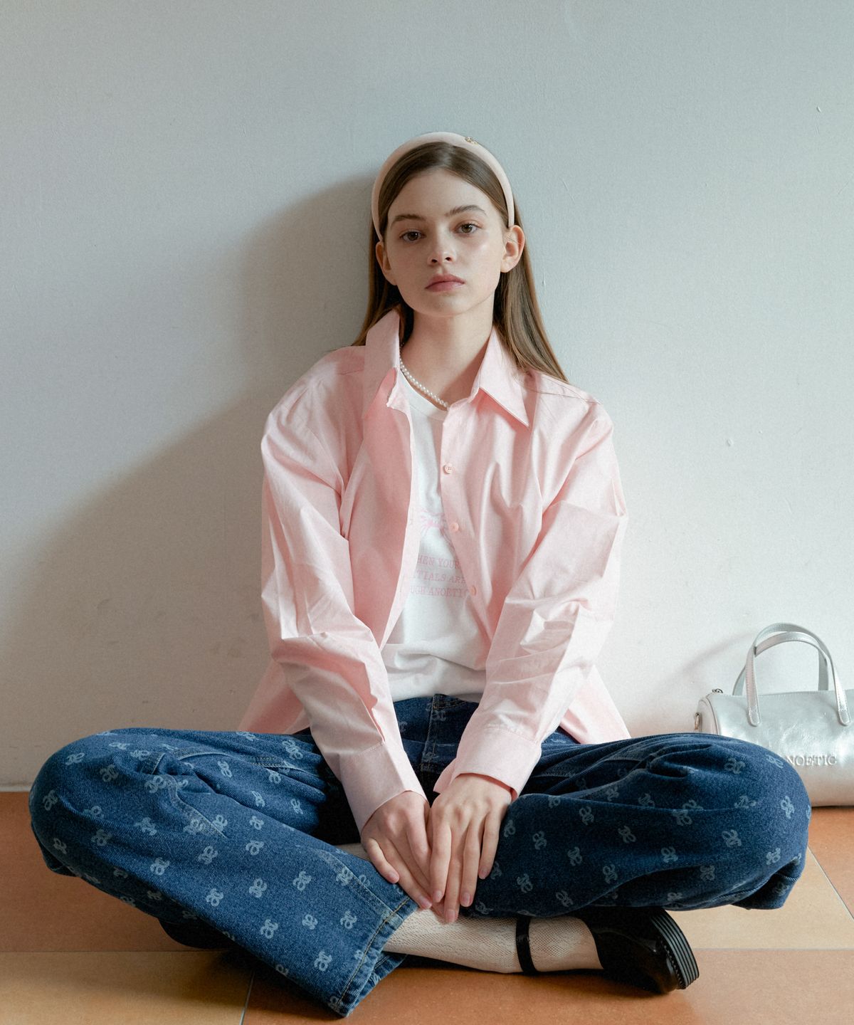 아노에틱(ANOETIC) ANC COLLAR LOGO SHIRT_PINK