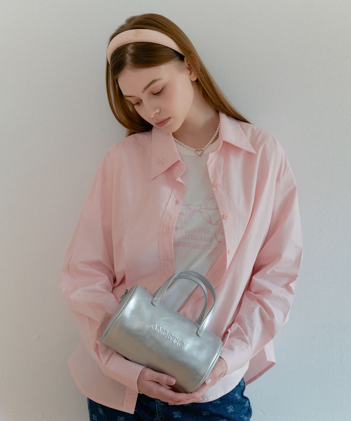 아노에틱(ANOETIC) ANC COLLAR LOGO SHIRT_PINK