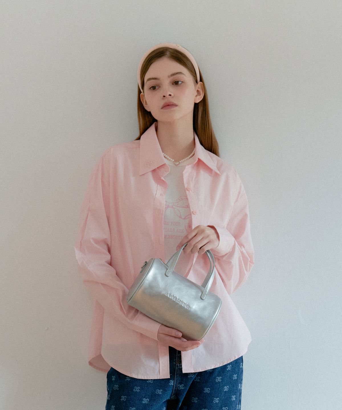 아노에틱(ANOETIC) ANC COLLAR LOGO SHIRT_PINK