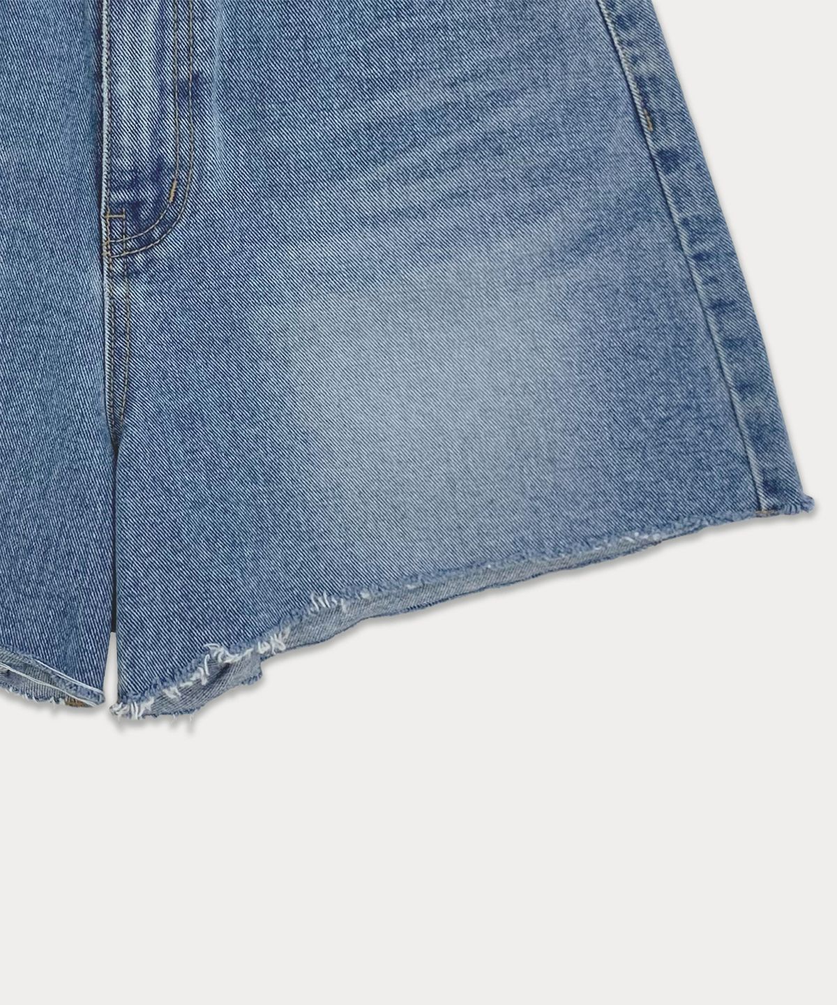 썸웨어버터(SOMEWHEREBUTTER) Cutting half denim pants - middle blue