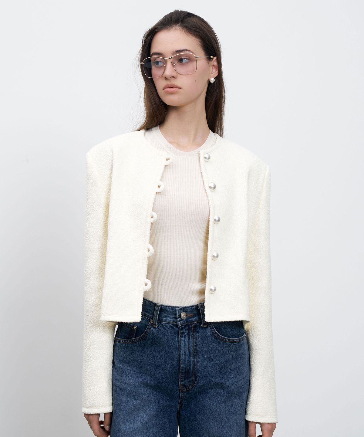 르네제이(RENEJ) Pearl Button Round Jacket