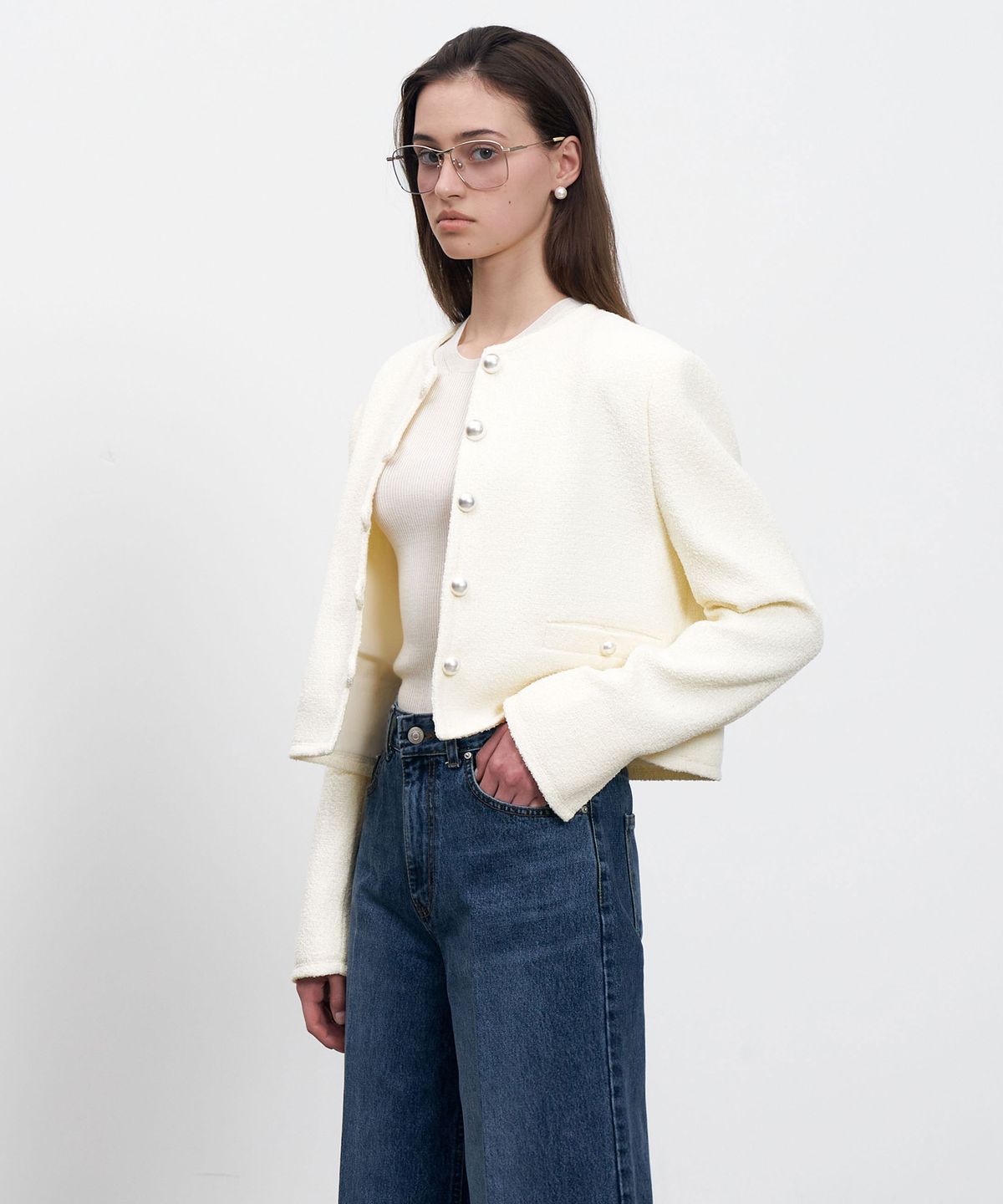르네제이(RENEJ) Pearl Button Round Jacket