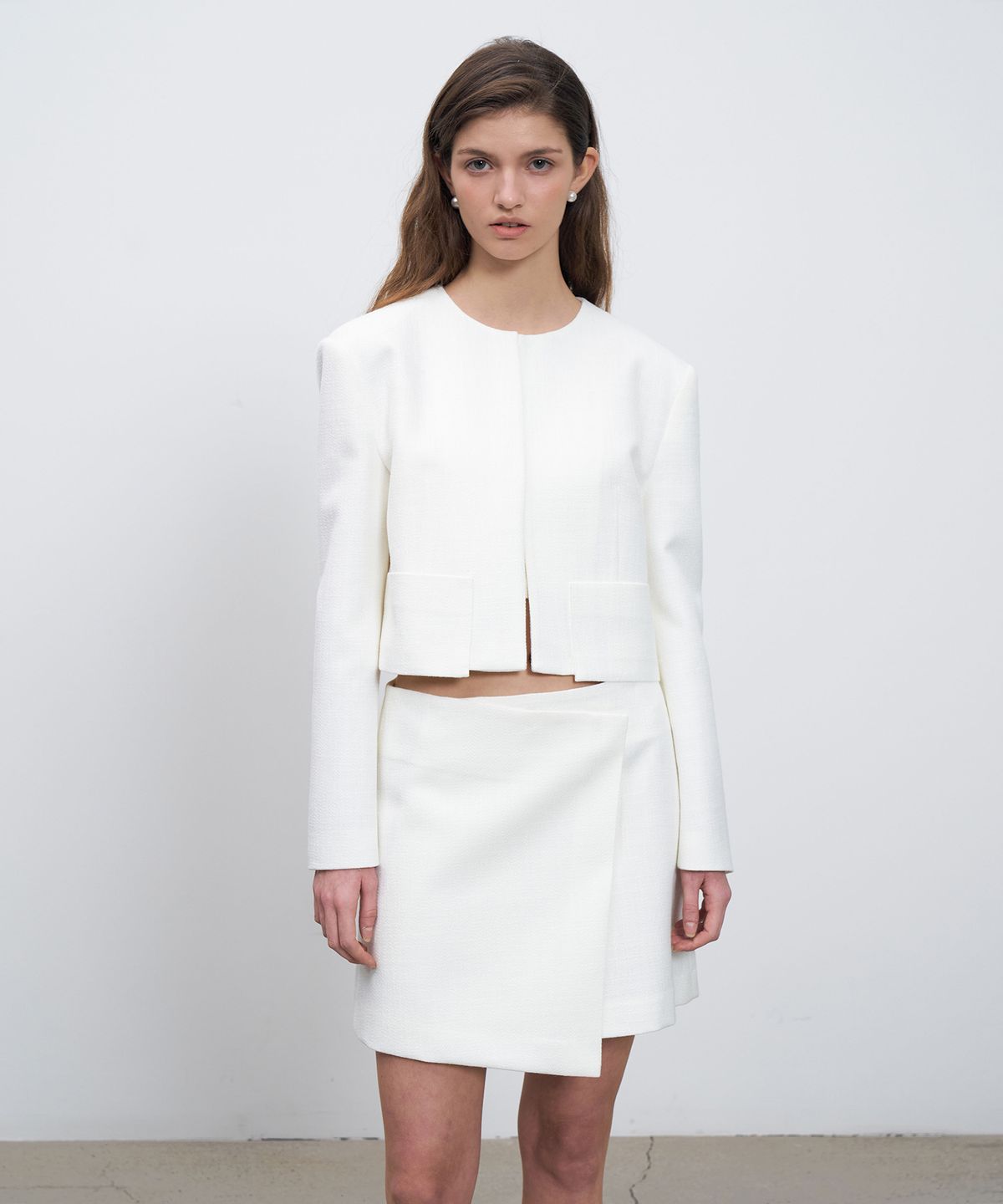 르네제이(RENEJ) Collarless Short Jacket