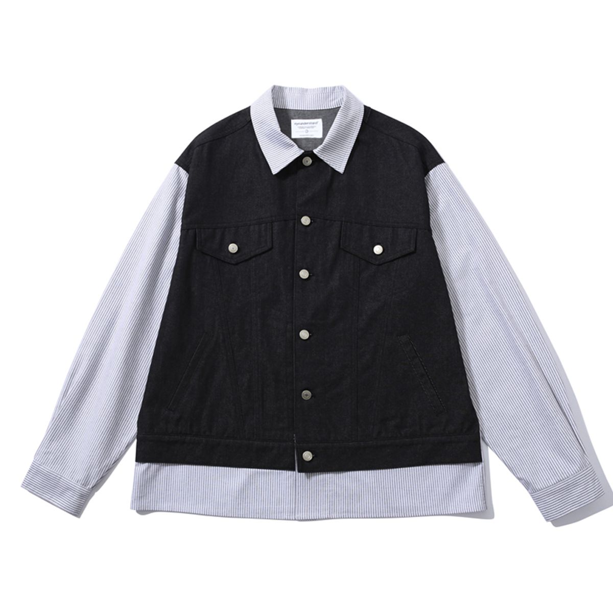 아이언더스탠드(EYEUNDERSTAND) Layered Denim Shirts Jacket (Black)