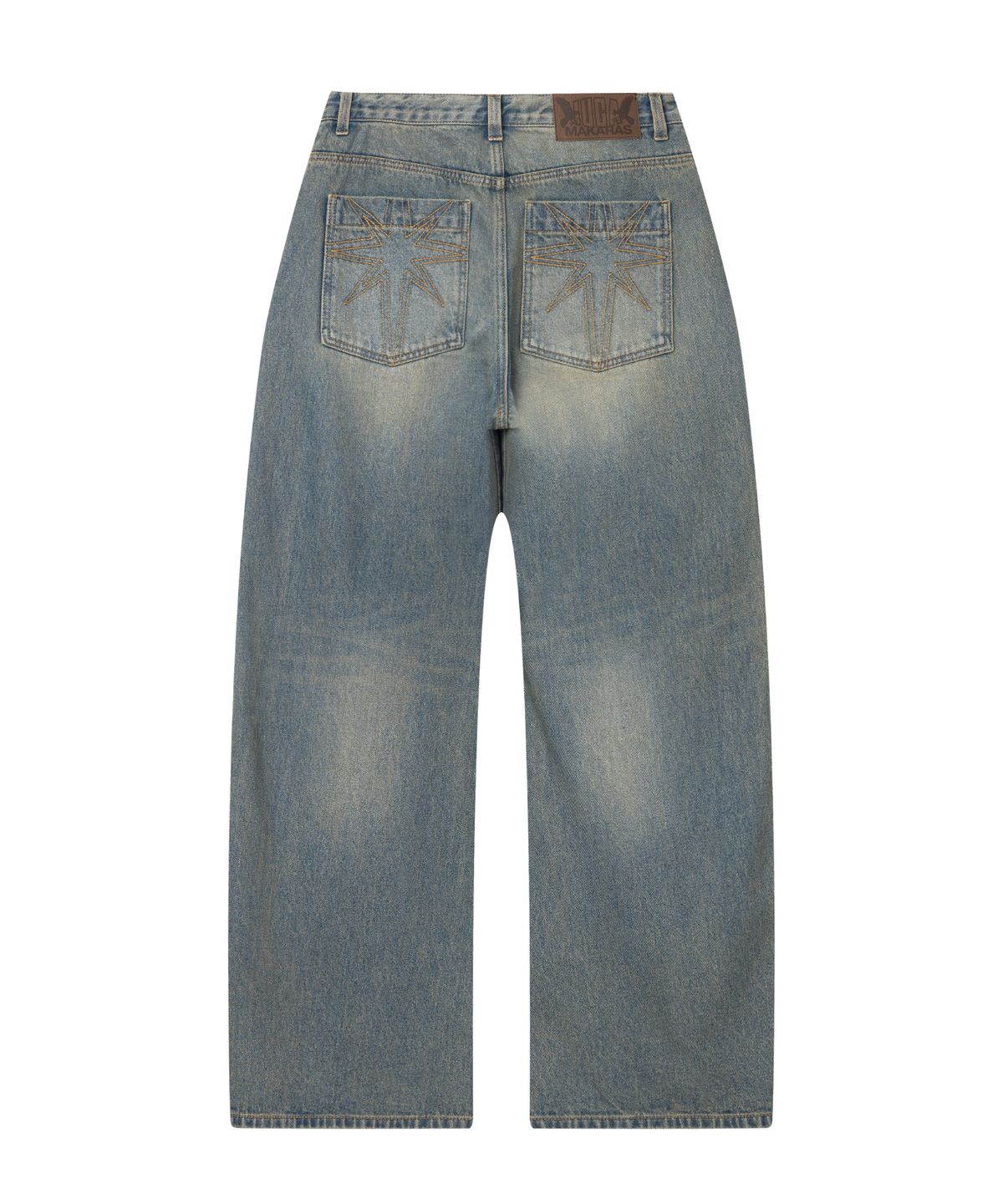 이우가마카라스(IUGAMAKARAS) Needlework Denim Pants (Sand Blue)