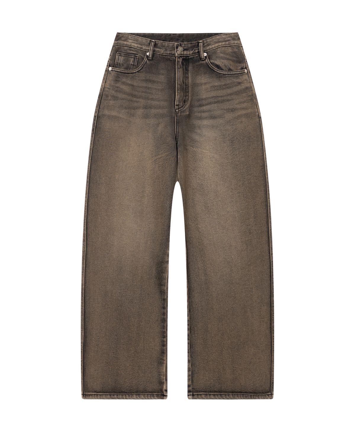 이우가마카라스(IUGAMAKARAS) Needlework Denim Pants (Sand Black)