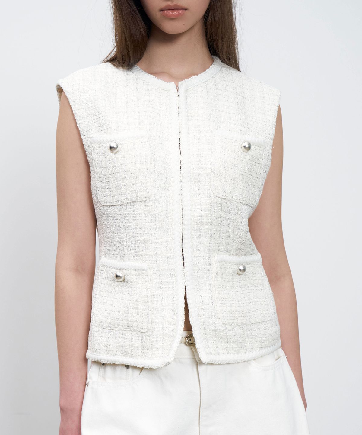르네제이(RENEJ) Trimming Tweed Vest