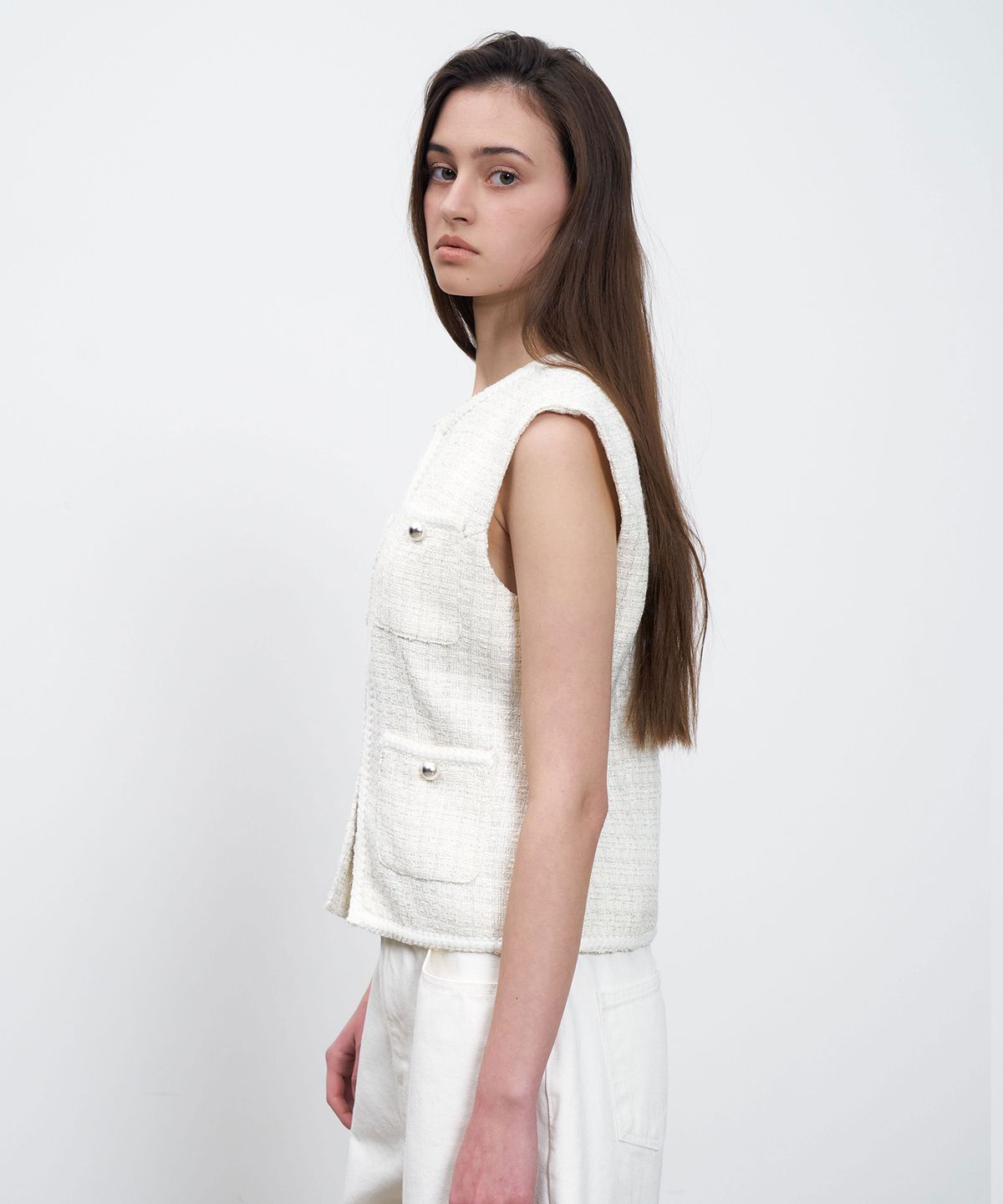 르네제이(RENEJ) Trimming Tweed Vest