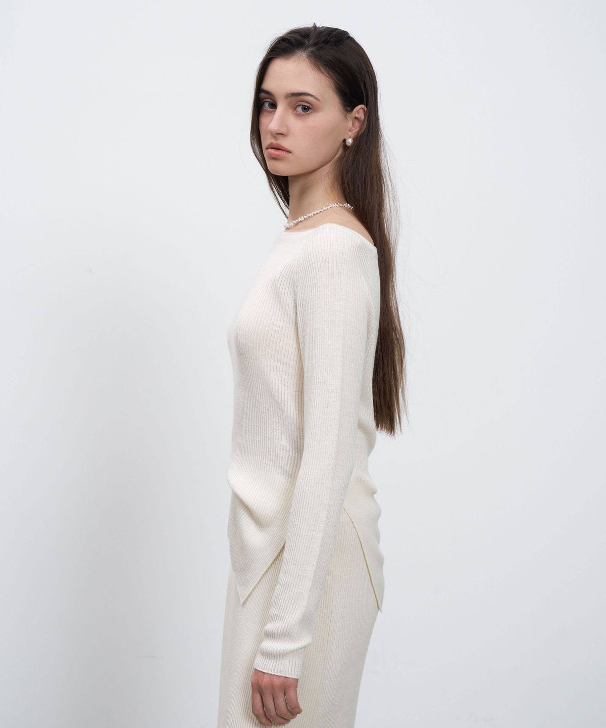 르네제이(RENEJ) Wholegarment Boatneck Knit