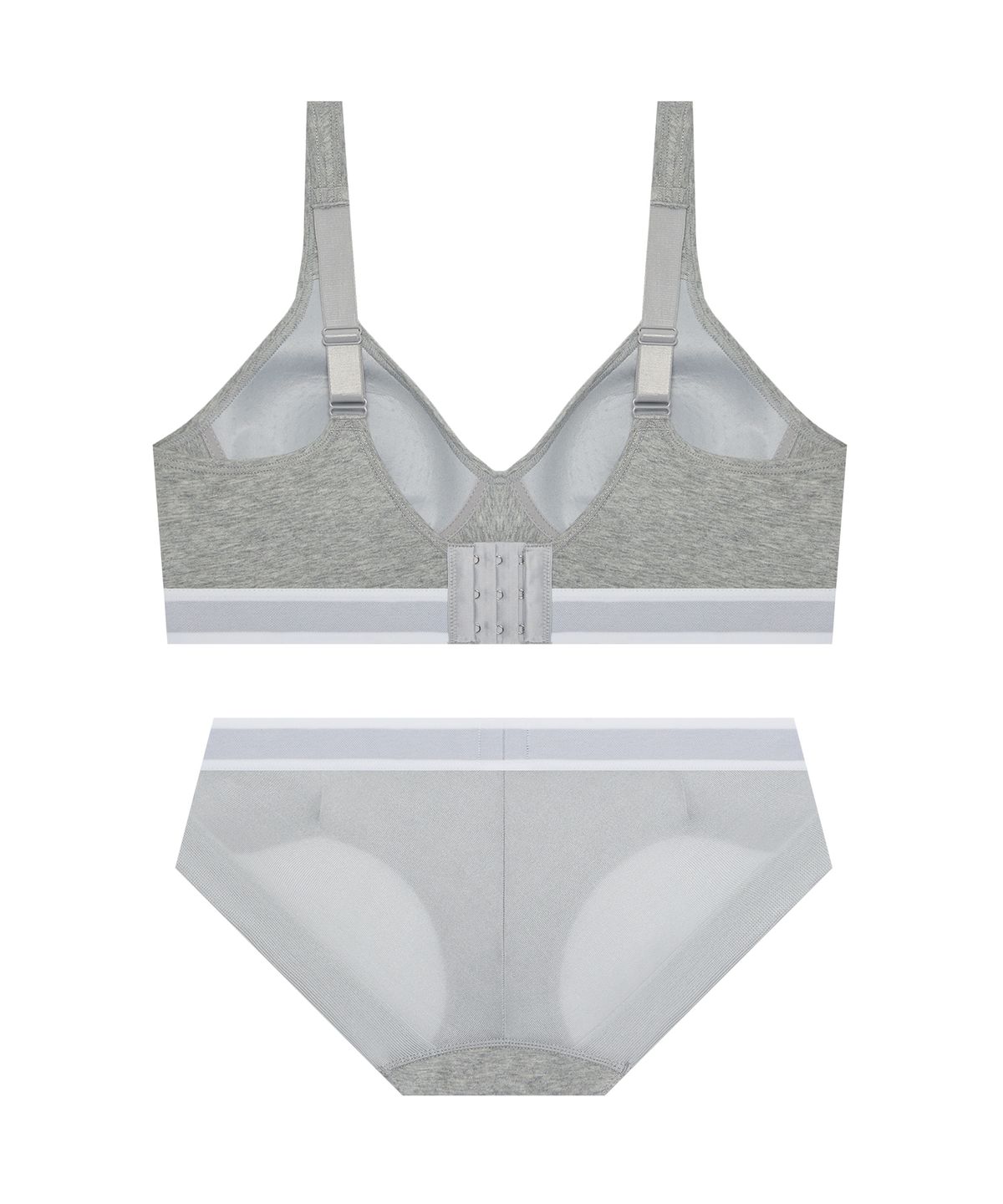 코데즈컴바인 이너웨어(CODES COMBINE INNERWEAR) 와이드윙 코튼 스포츠브라팬티 세트_멜란지그레이