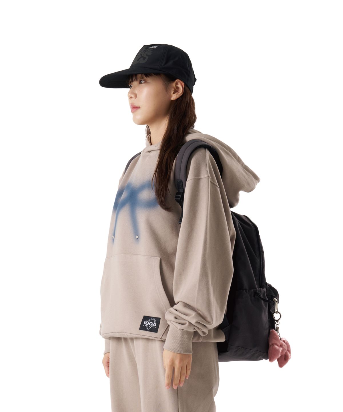 이우가마카라스(IUGAMAKARAS) Studded Ribbon Hoodie (Beige)