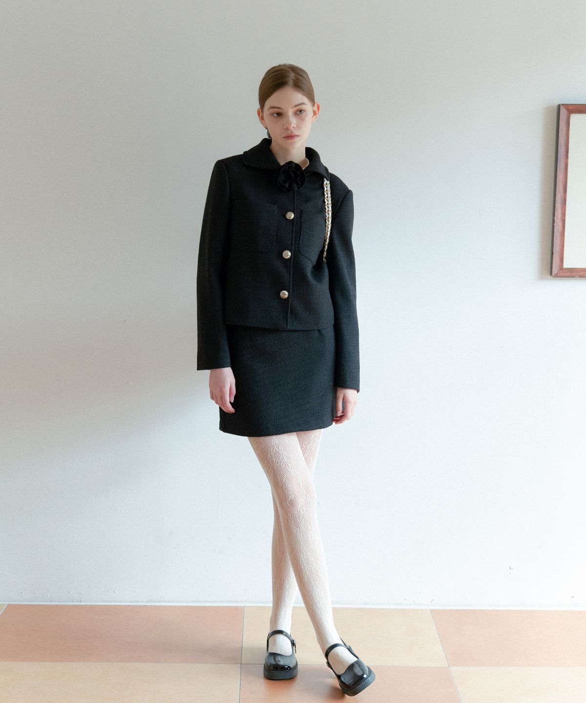 아노에틱(ANOETIC) CLASSIC TWEED SKIRT_BLACK