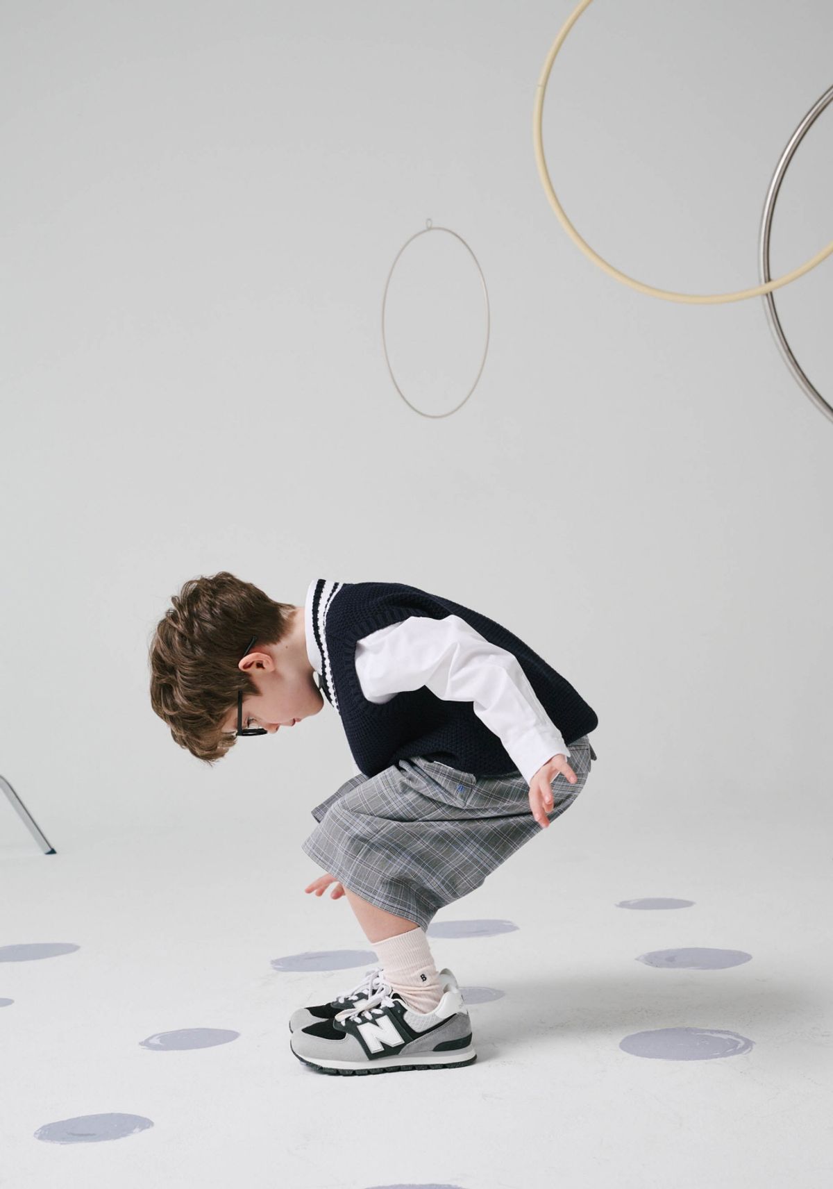 빈(BEEN) 그레이 글렌체크 6부 팬츠