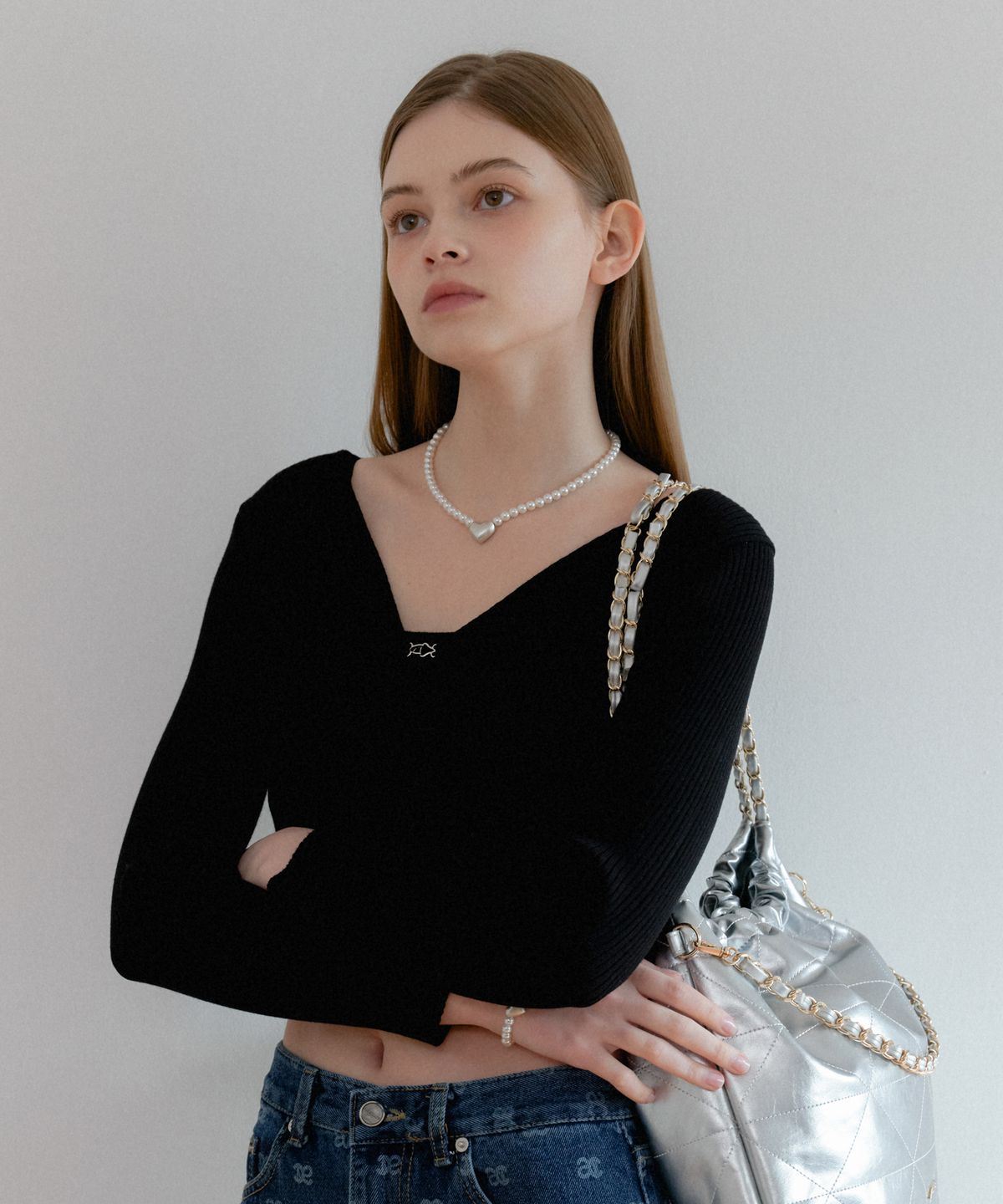아노에틱(ANOETIC) ANC VOLUME HEART PEARL BRACELET_SILVER