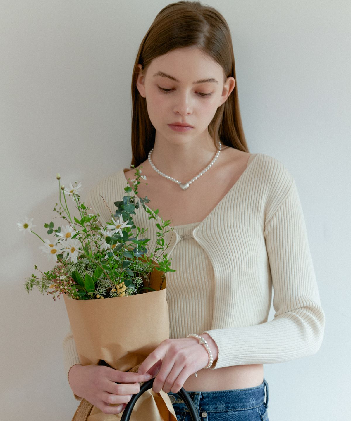아노에틱(ANOETIC) ANC RIBBED KNIT CARDIGAN SET_BEIGE