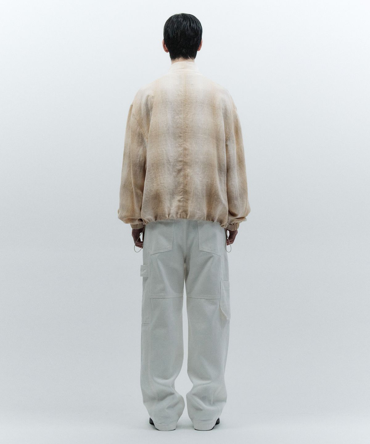 인사일런스(INSILENCE) 린넨 체크 블루종 BEIGE