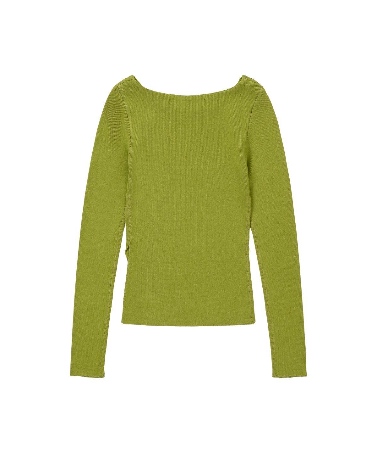웰빙익스프레스(WELLBEING EXPRESS) Embroidered Slit Knit Top Leaf Green