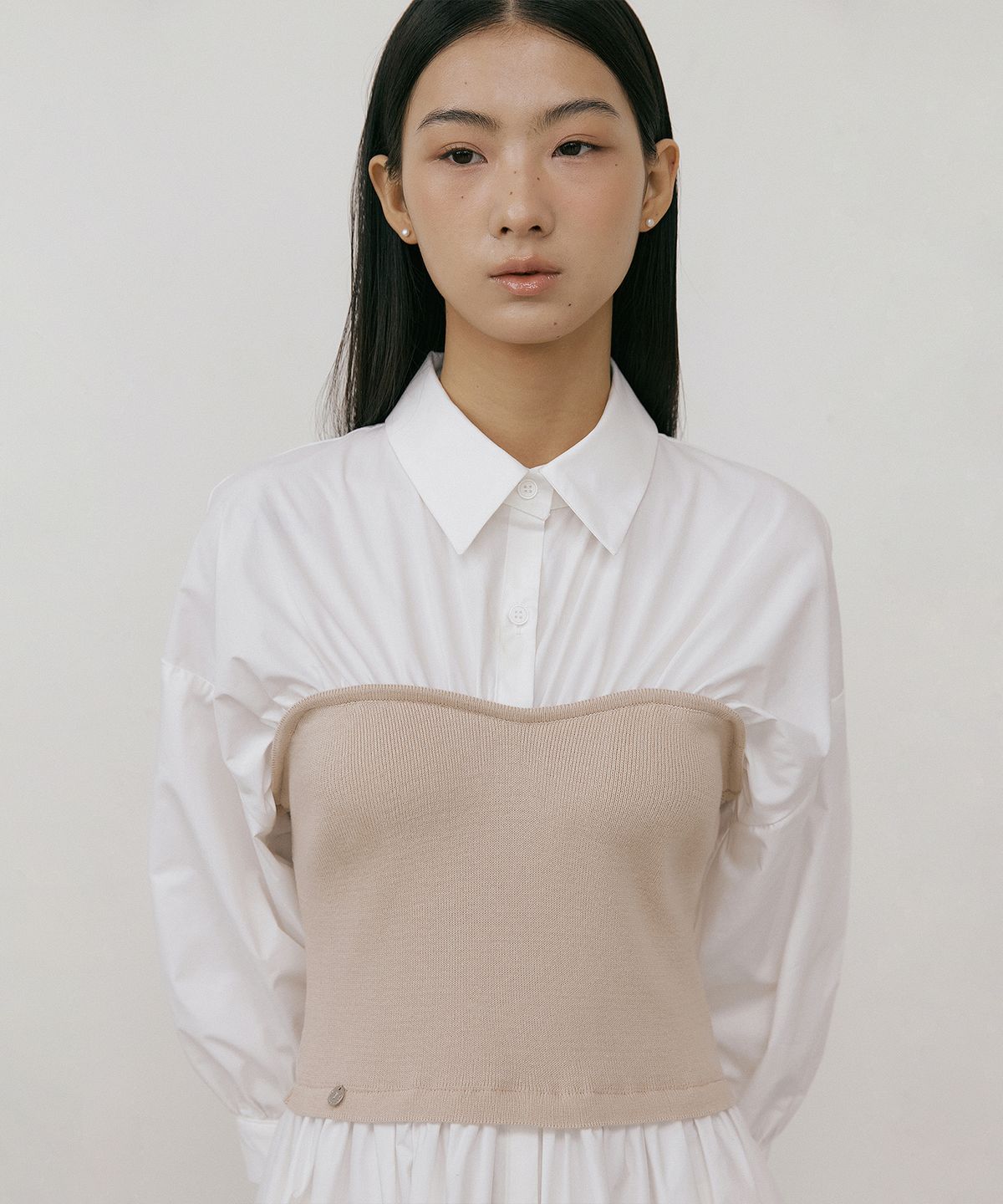 루시르주(LUCIR ZU) Evening Shirt Long One-piece (beige)