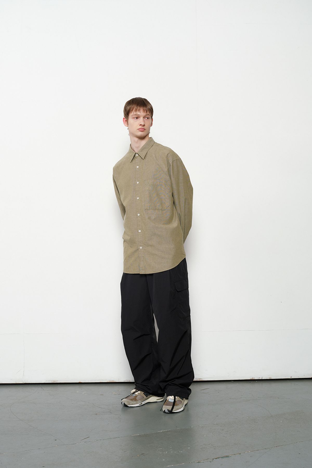 홀리선(HORLISUN) Jane Denim Shirt Olive