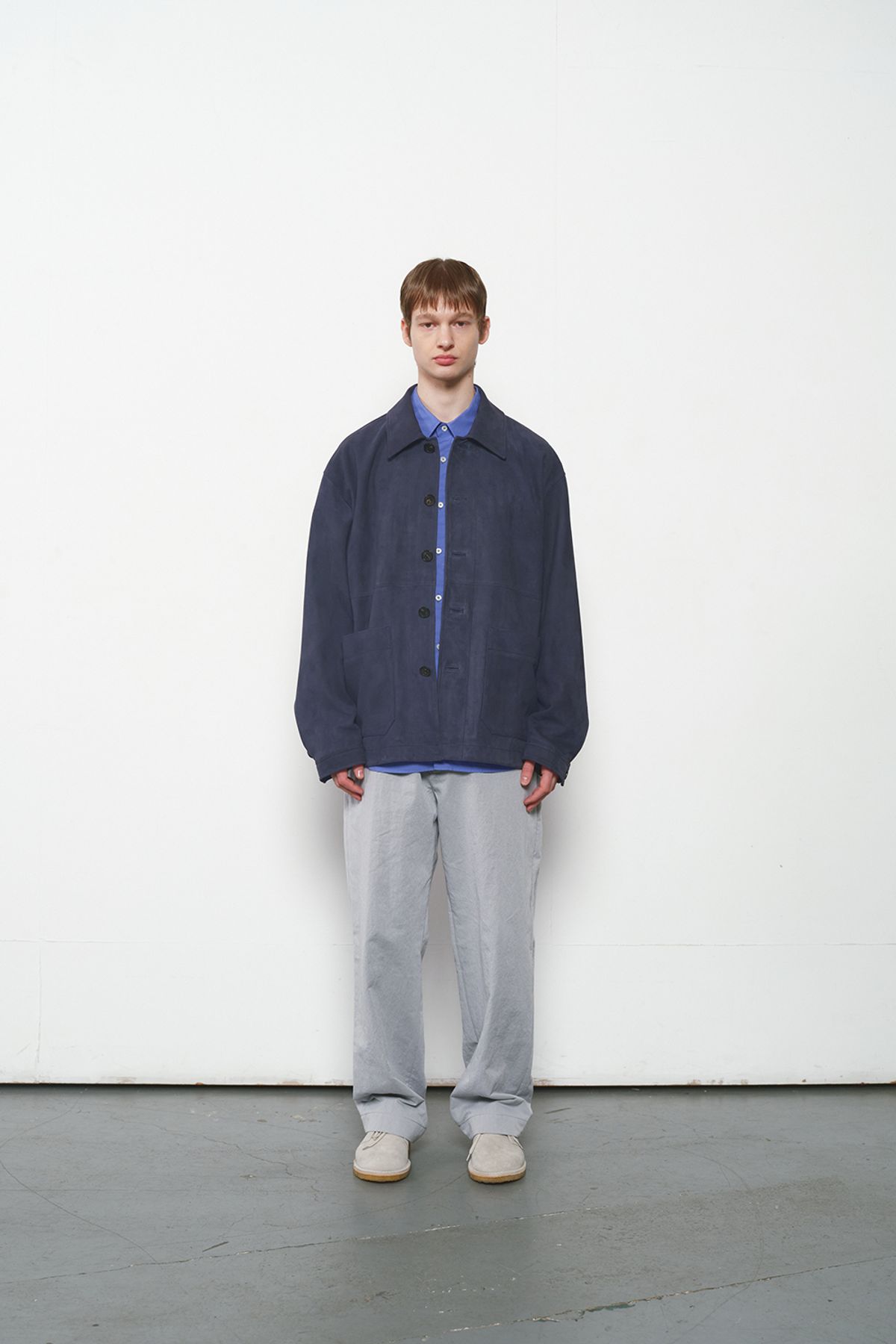 홀리선(HORLISUN) Capital Suede Leather Work Jacket Indigo Navy