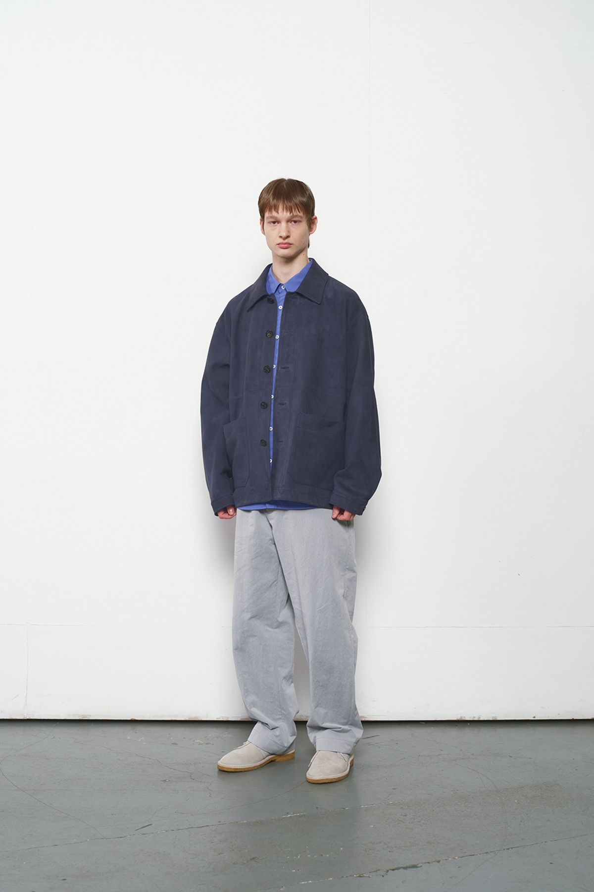 홀리선(HORLISUN) Capital Suede Leather Work Jacket Indigo Navy