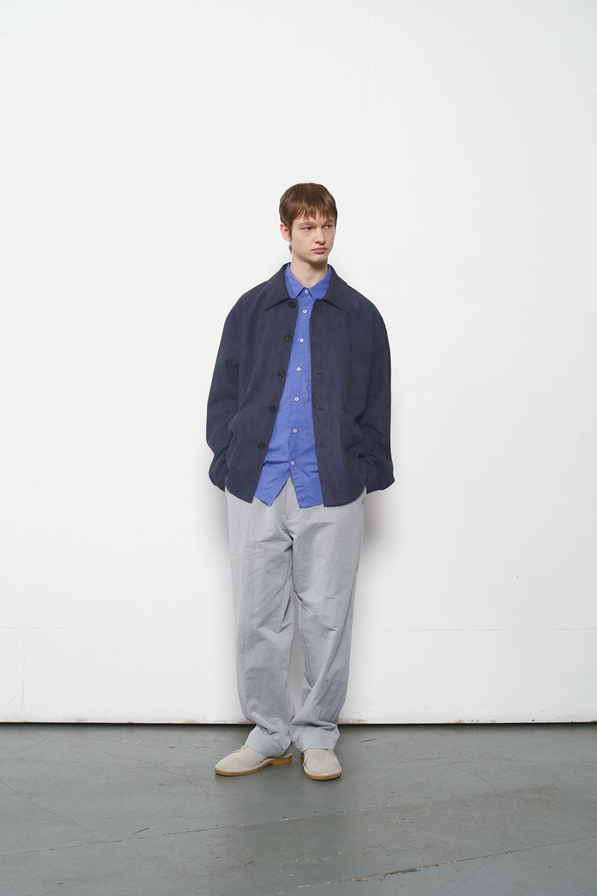홀리선(HORLISUN) Capital Suede Leather Work Jacket Indigo Navy