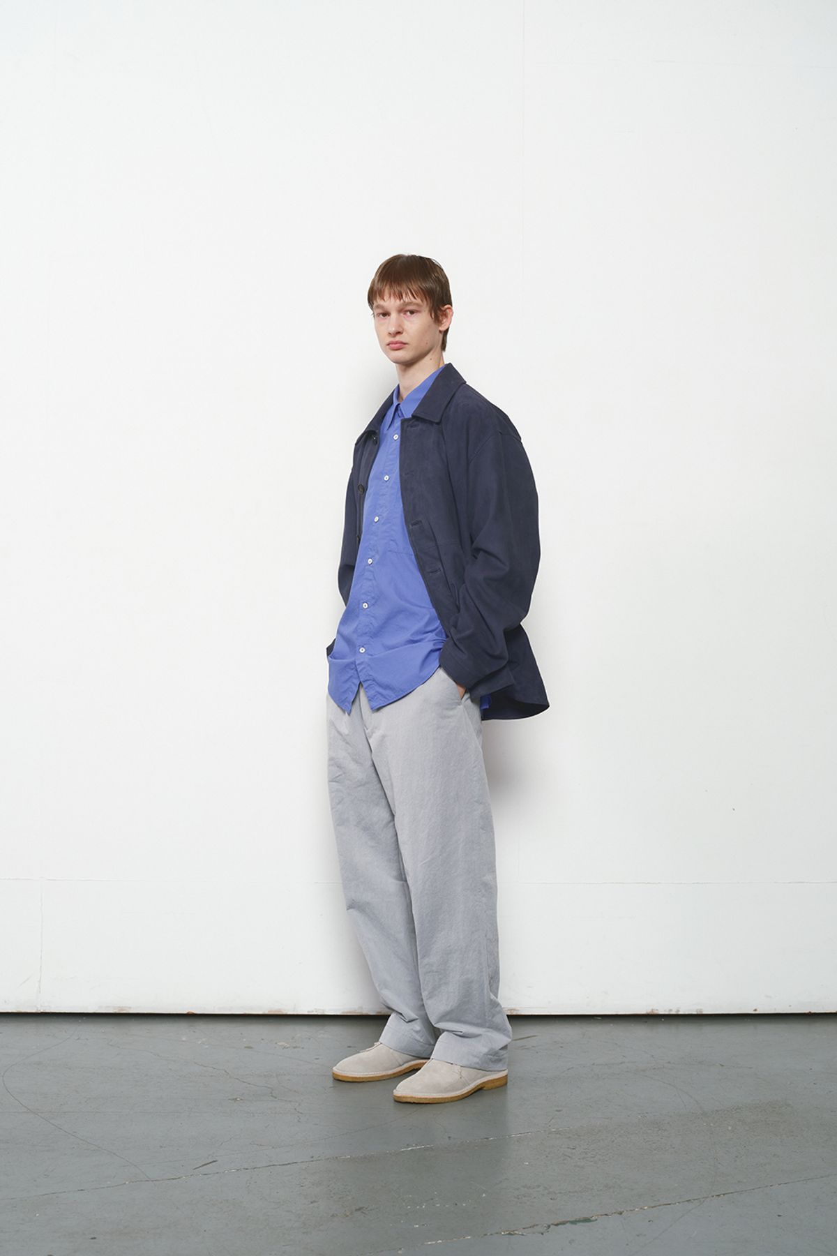 홀리선(HORLISUN) Capital Suede Leather Work Jacket Indigo Navy