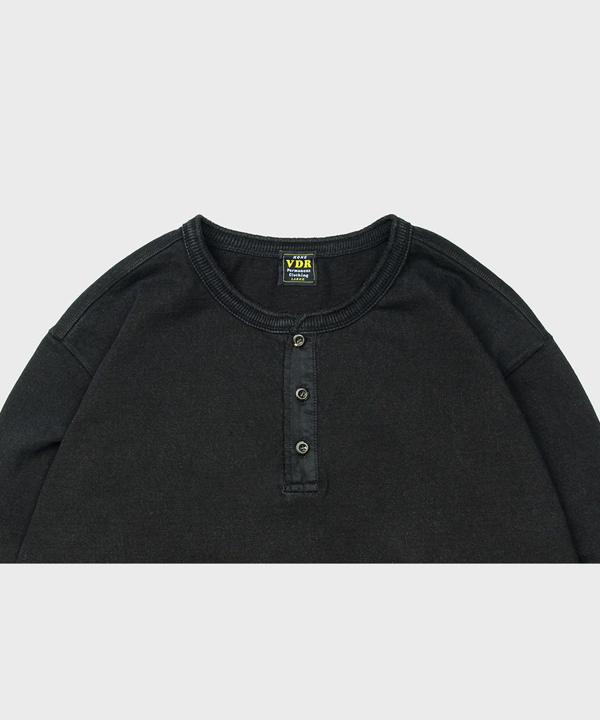 비디알(VDR) AGING DENIM HENLYNECK LONG SLEEVE [Vintage Black]