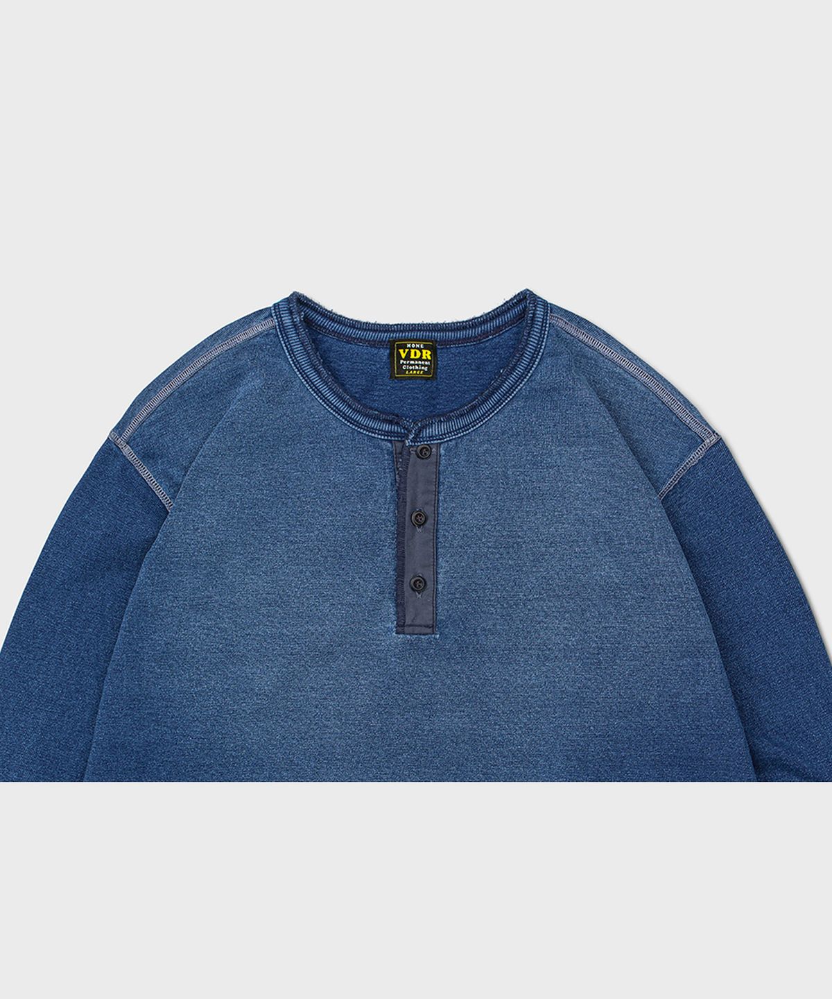 비디알(VDR) AGING DENIM HENLYNECK LONG SLEEVE [Vintage Indigo]
