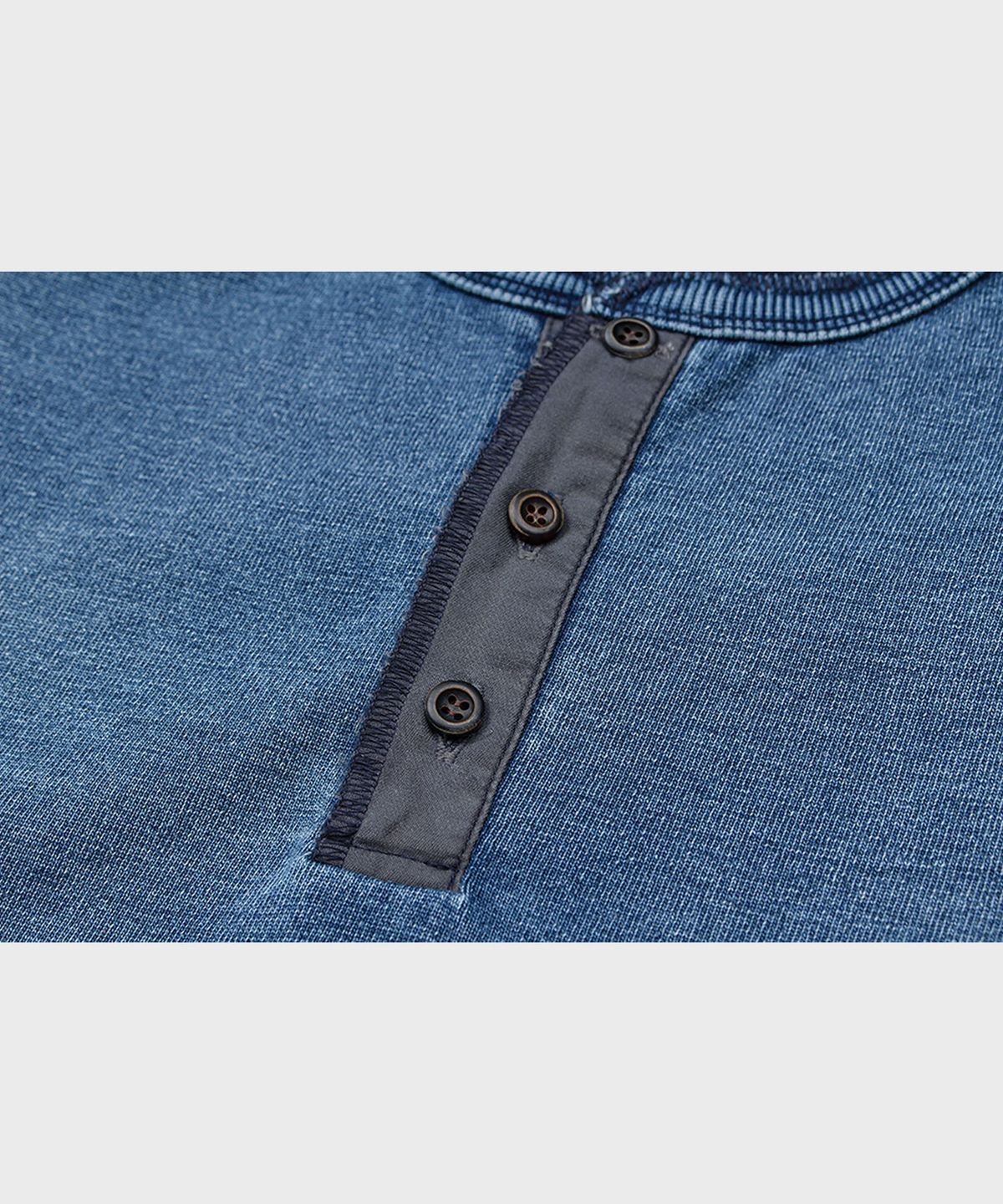 비디알(VDR) AGING DENIM HENLYNECK LONG SLEEVE [Vintage Indigo]