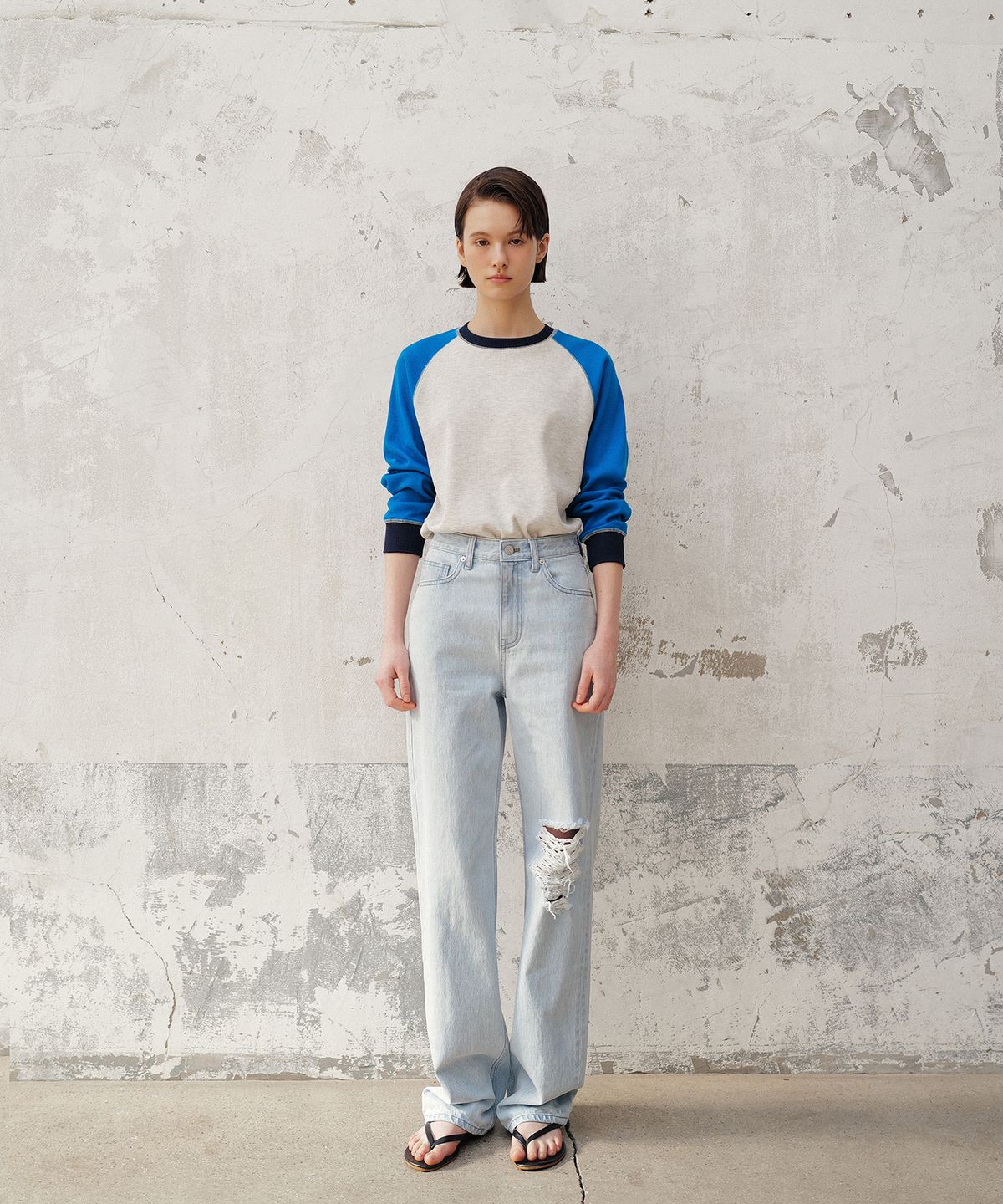 앤니즈(ANDNEEDS) Raglan waffle tee (blue)