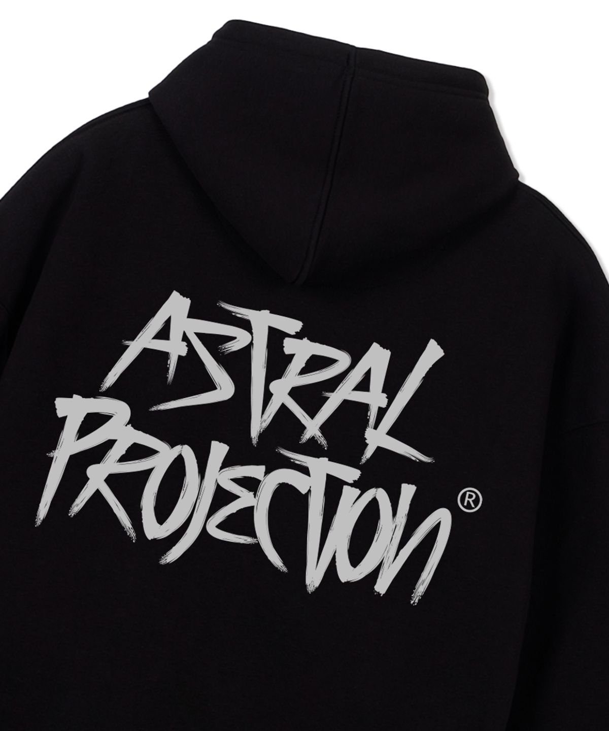 아스트랄 프로젝션(ASTRAL PROJECTION) 그래피티 레터링 오버핏 와이드 숄더 후디_블랙2