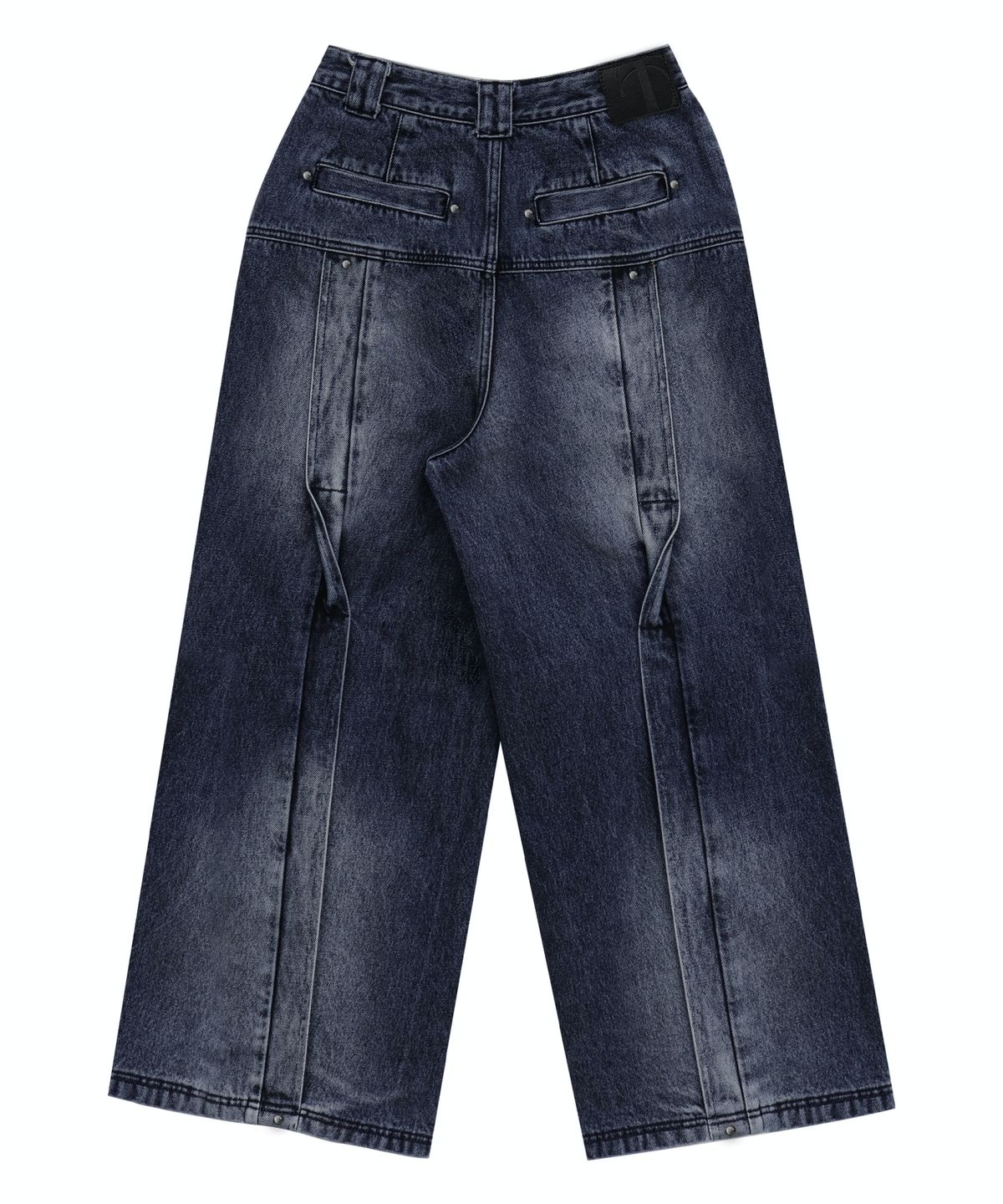 트리밍버드(TREEMINGBIRD) Twisted Wide Denim Set-up Pants [ Blue ]