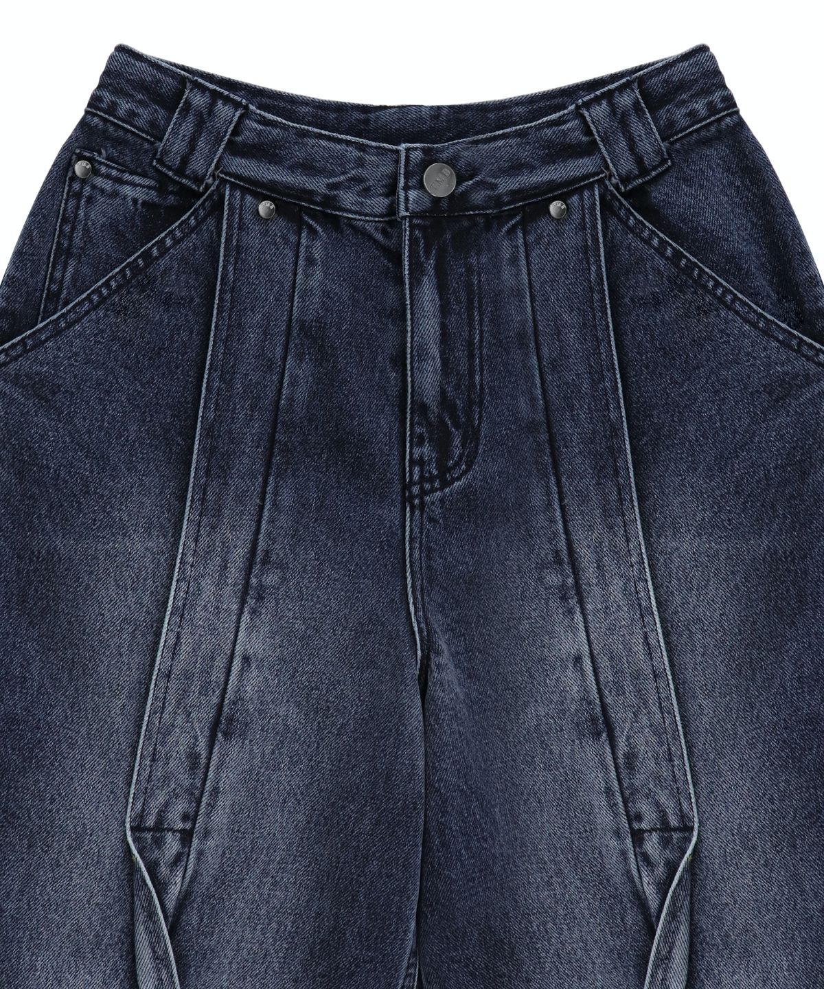 트리밍버드(TREEMINGBIRD) Twisted Wide Denim Set-up Pants [ Blue ]