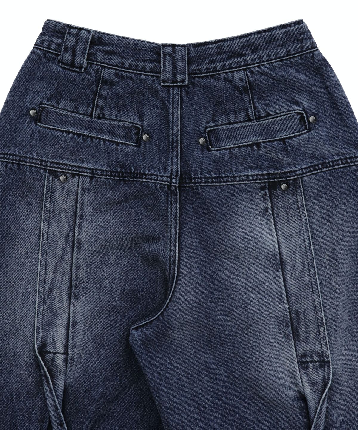트리밍버드(TREEMINGBIRD) Twisted Wide Denim Set-up Pants [ Blue ]