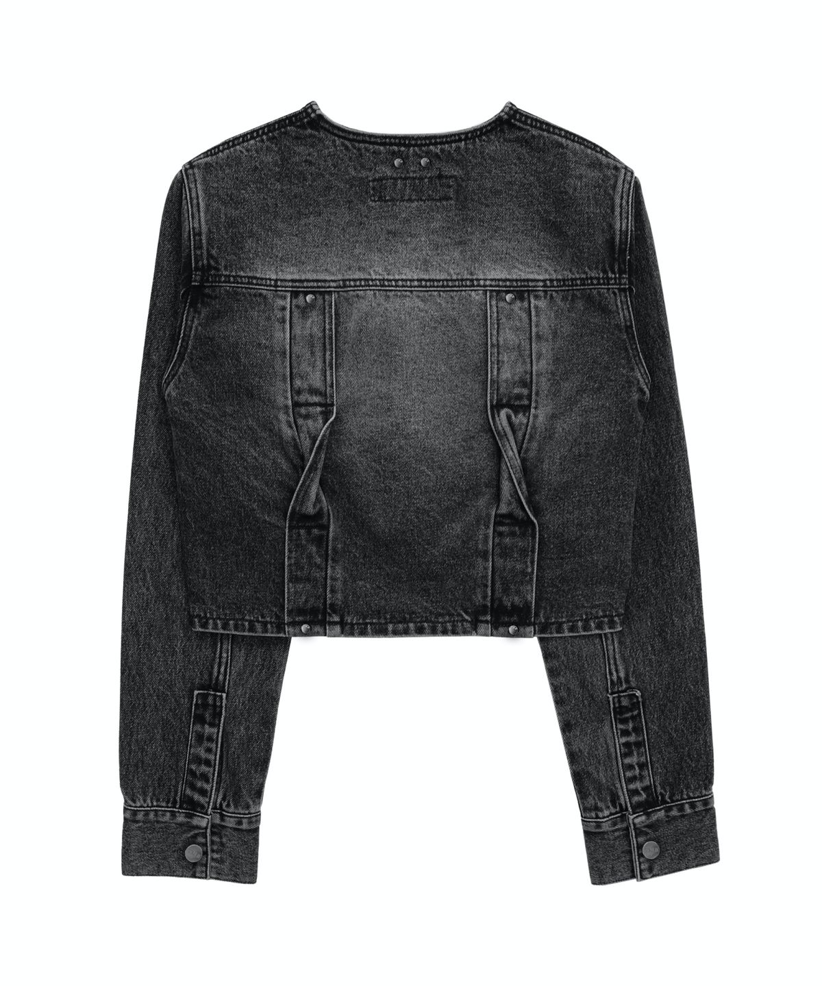 트리밍버드(TREEMINGBIRD) Twisted Non-collar Denim Set-up Jacket [ Black ]