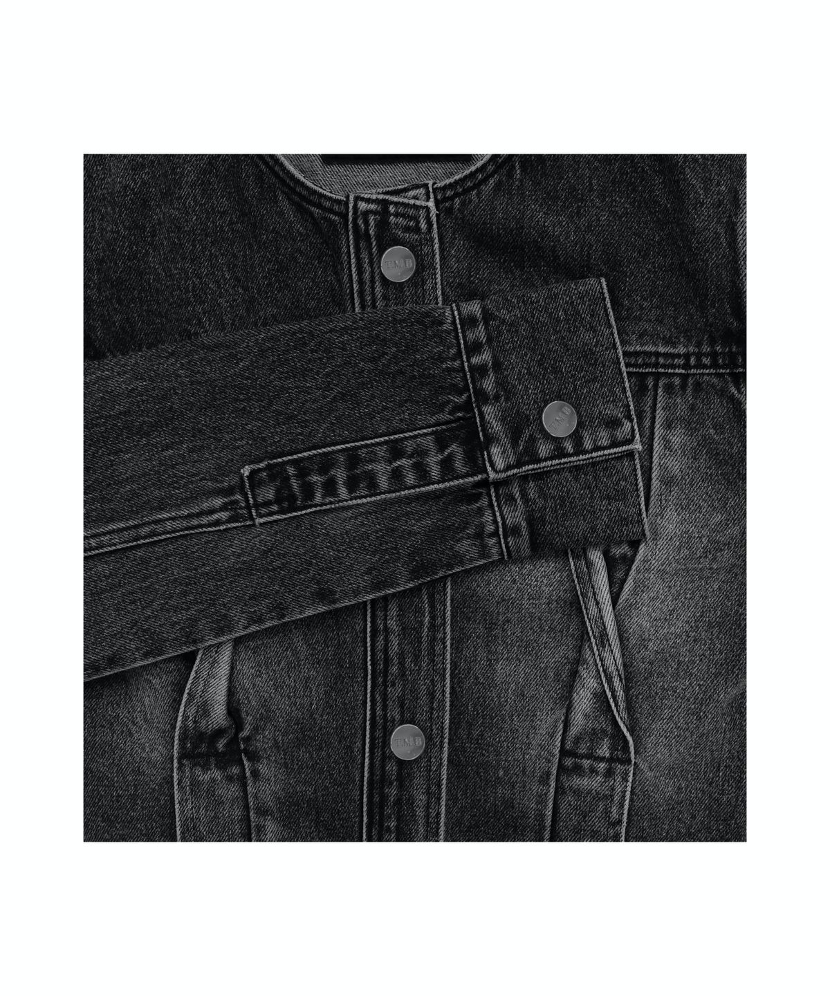 트리밍버드(TREEMINGBIRD) Twisted Non-collar Denim Set-up Jacket [ Black ]