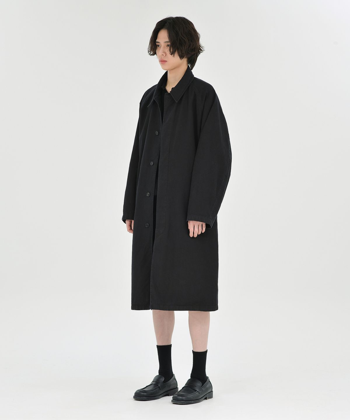 브라운야드(BROWNYARD) 워시드 트렌치 코트, 워시드 블랙