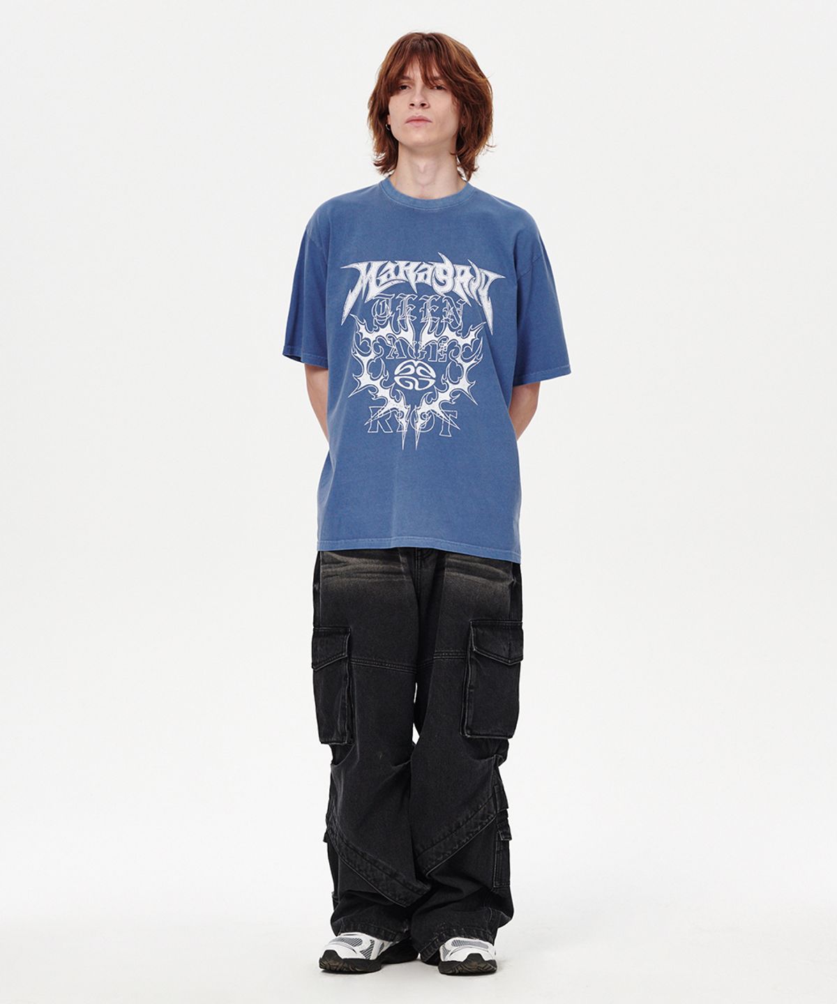 마하그리드(MAHAGRID) FLAME HEART PIGMENT TEE BLUE(MG2EMMT504A)