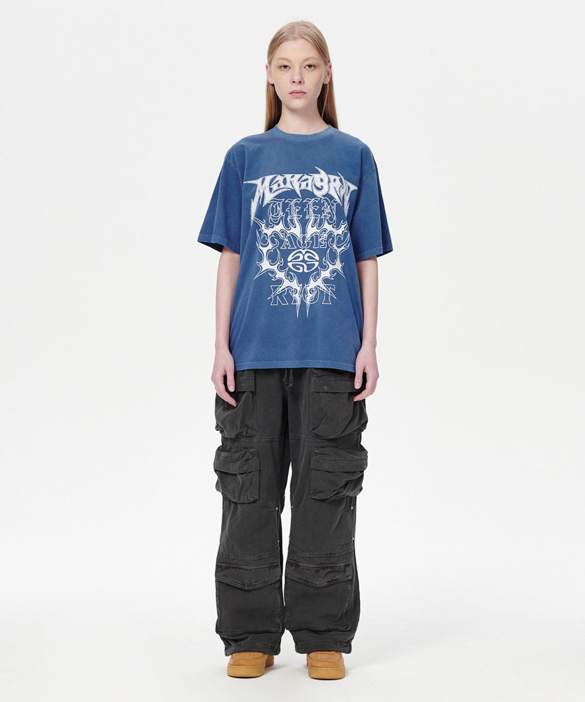 마하그리드(MAHAGRID) FLAME HEART PIGMENT TEE BLUE(MG2EMMT504A)