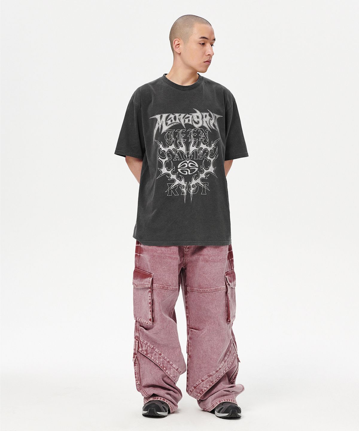 마하그리드(MAHAGRID) FLAME HEART PIGMENT TEE CHARCOAL(MG2EMMT504A)