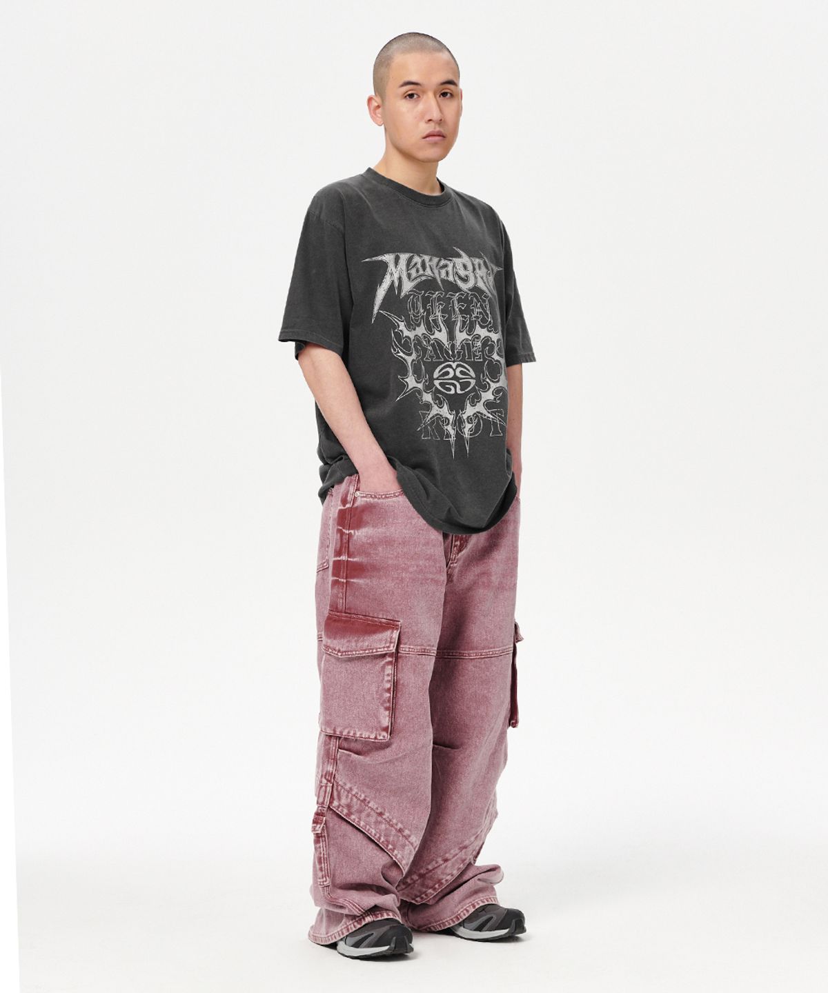 마하그리드(MAHAGRID) FLAME HEART PIGMENT TEE CHARCOAL(MG2EMMT504A)
