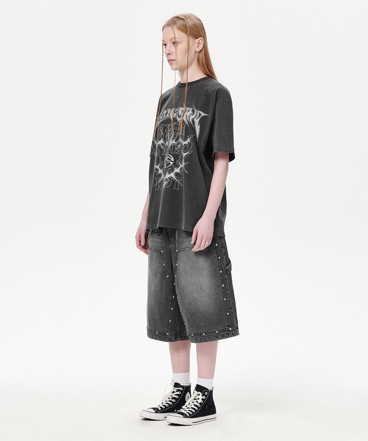 마하그리드(MAHAGRID) FLAME HEART PIGMENT TEE CHARCOAL(MG2EMMT504A)