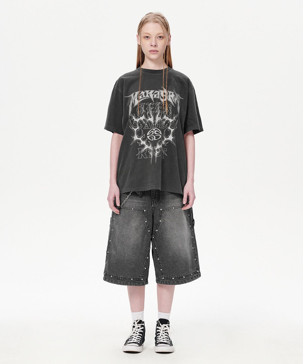 마하그리드(MAHAGRID) FLAME HEART PIGMENT TEE CHARCOAL(MG2EMMT504A)